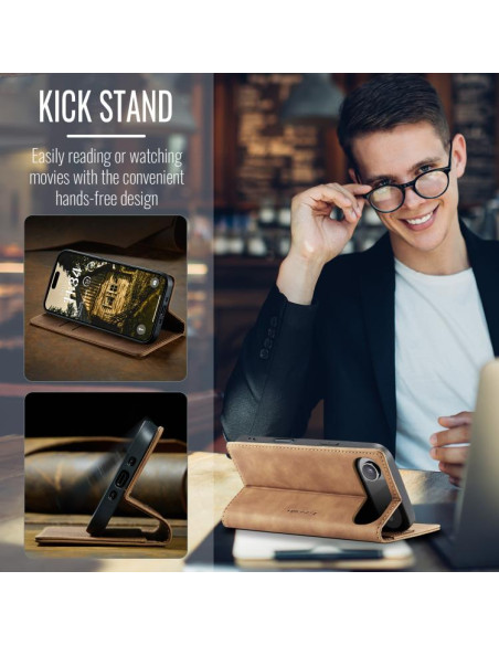 Cover iPhone Air Pelle PU Flip Marrone | Melacompro