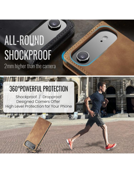 Cover iPhone Air Pelle PU Flip Marrone | Melacompro