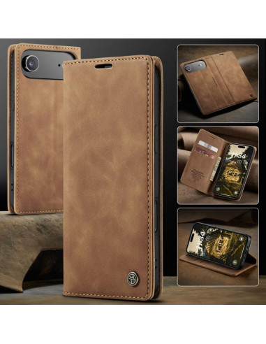 Cover iPhone Air Pelle PU Flip Marrone | Melacompro