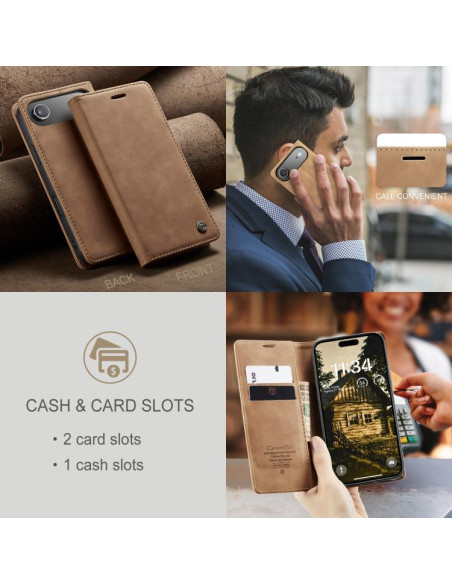 Cover iPhone Air Pelle PU Flip Marrone | Melacompro