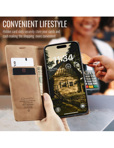 Cover iPhone Air Pelle PU Flip Marrone | Melacompro