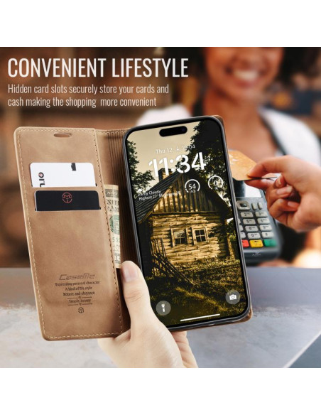 Cover iPhone Air Pelle PU Flip Marrone | Melacompro