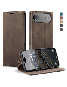 Cover iPhone Air Pelle PU Flip a Libro Marrone