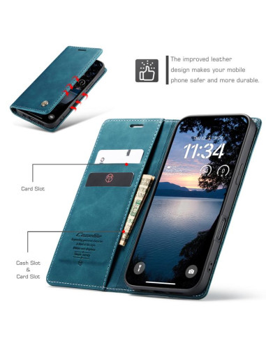 Cover iPhone 17 Pro Max Pelle Caffè Blu | Melacompro