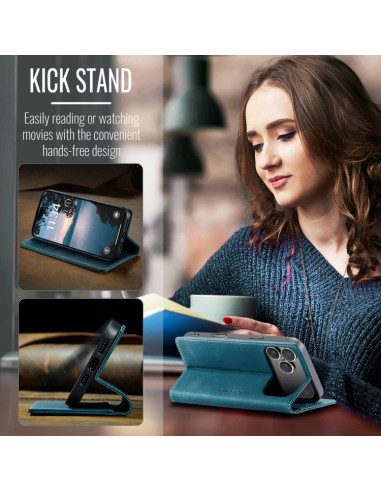 Cover iPhone 17 Pro Max Pelle Caffè Blu | Melacompro