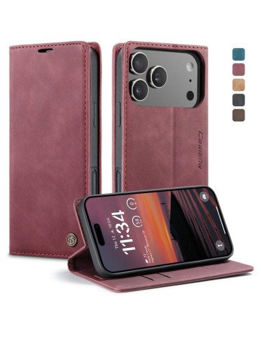 Cover iPhone 17 Pro Max Pelle Caffè Rosso | Melacompro