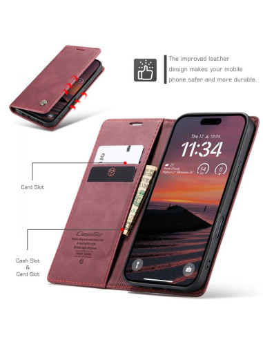 Cover iPhone 17 Pro Max Pelle Caffè Rosso | Melacompro