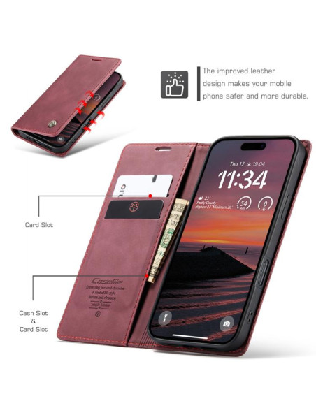 Cover iPhone 17 Pro Max Pelle Caffè Rosso | Melacompro