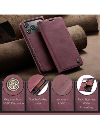 Cover iPhone 17 Pro Max Pelle Caffè Rosso | Melacompro