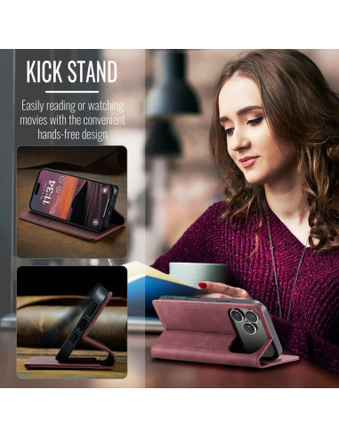 Cover iPhone 17 Pro Max Pelle Caffè Rosso | Melacompro