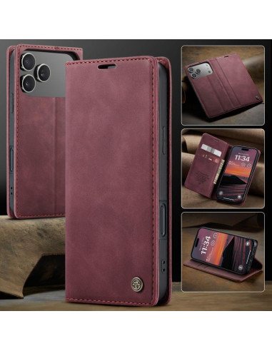 Cover iPhone 17 Pro Max Pelle Caffè Rosso | Melacompro