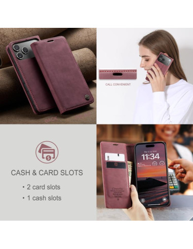 Cover iPhone 17 Pro Max Pelle Caffè Rosso | Melacompro