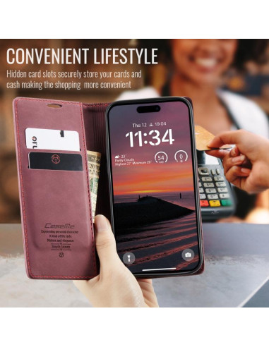 Cover iPhone 17 Pro Max Pelle Caffè Rosso | Melacompro