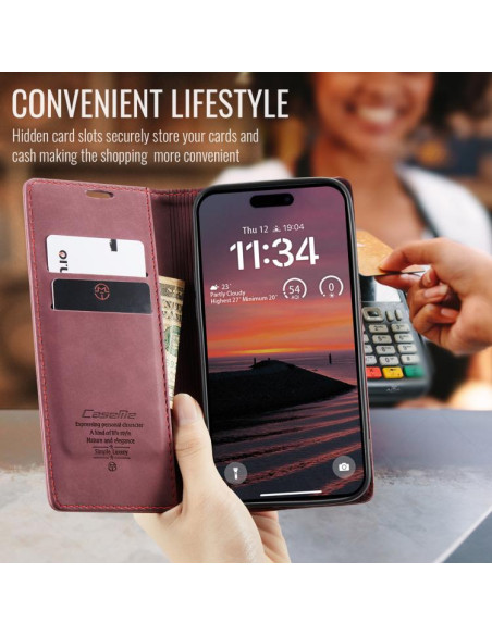 Cover iPhone 17 Pro Max Pelle Caffè Rosso | Melacompro