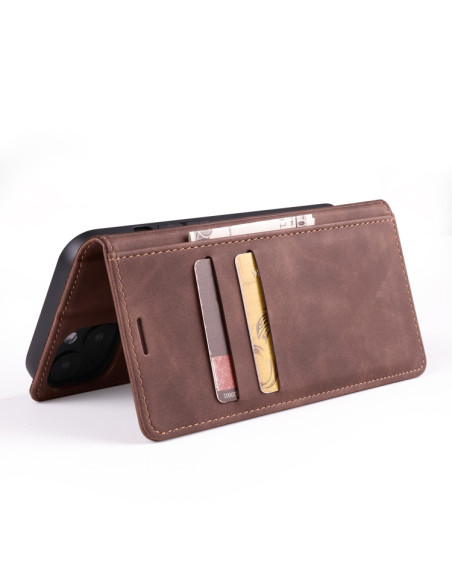 Cover iPhone 13 Pelle Portafoglio Marrone | Melacompro