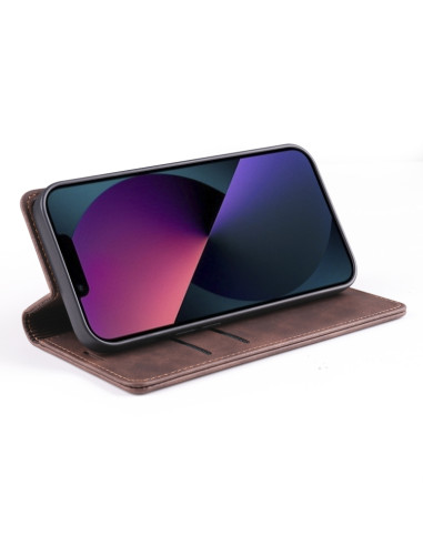 Cover iPhone 13 Pelle Portafoglio Marrone | Melacompro