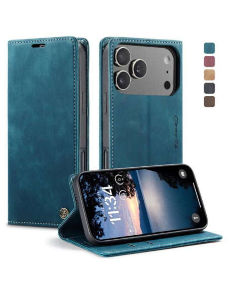 Cover iPhone 17 Pro Pelle Marrone Blu | Melacompro