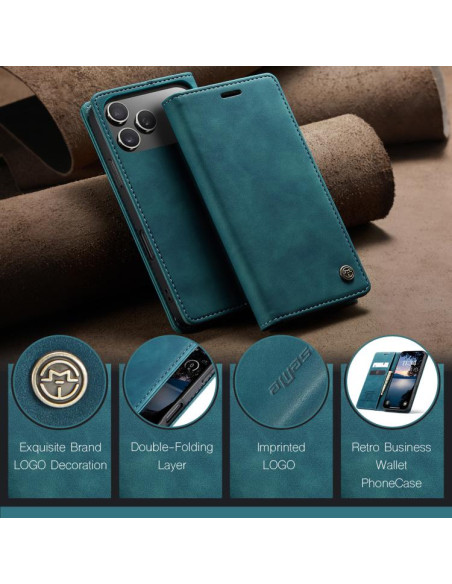 Cover iPhone 17 Pro Pelle Marrone Blu | Melacompro