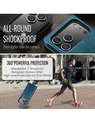 Cover iPhone 17 Pro Pelle Marrone Blu | Melacompro