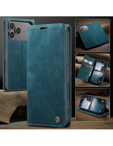 Cover iPhone 17 Pro Pelle Marrone Blu | Melacompro