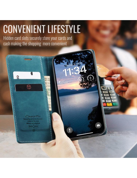 Cover iPhone 17 Pro Pelle Marrone Blu | Melacompro