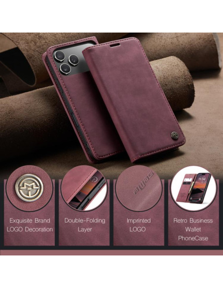 Cover iPhone 17 Pro Pelle Marrone Rosso | Melacompro