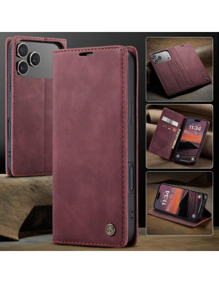 Cover iPhone 17 Pro Pelle Marrone Rosso | Melacompro