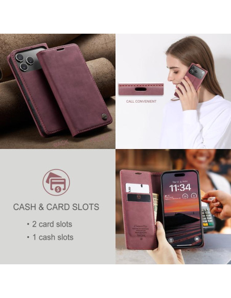 Cover iPhone 17 Pro Pelle Marrone Rosso | Melacompro