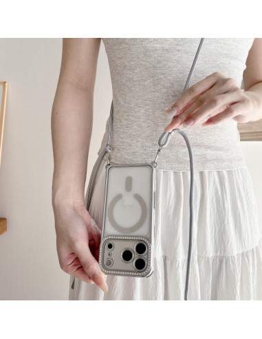 Cover iPhone 17 Pro Acrilico Strass Argento | Melacompro