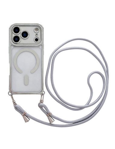 Cover iPhone 17 Pro Max Strass Arancione Argento | Melacompro