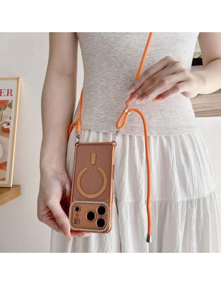 Cover iPhone 17 Pro Acrilico Strass Arancione | Melacompro