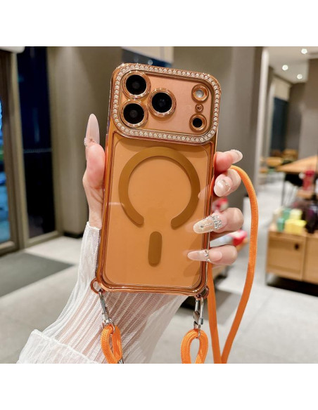 Cover iPhone 17 Pro Max Strass Arancione | Melacompro