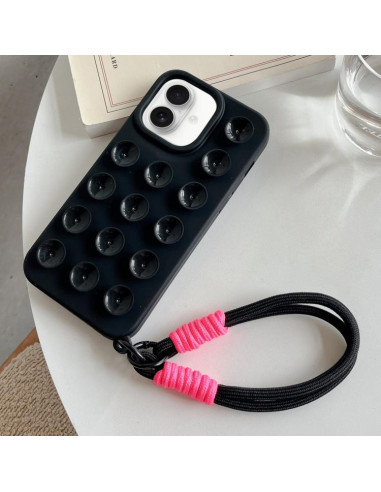 Cover iPhone 16 Silicone Rosa Nero | Melacompro