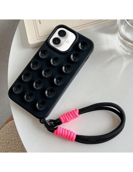 Cover iPhone 16 Silicone Rosa Nero | Melacompro