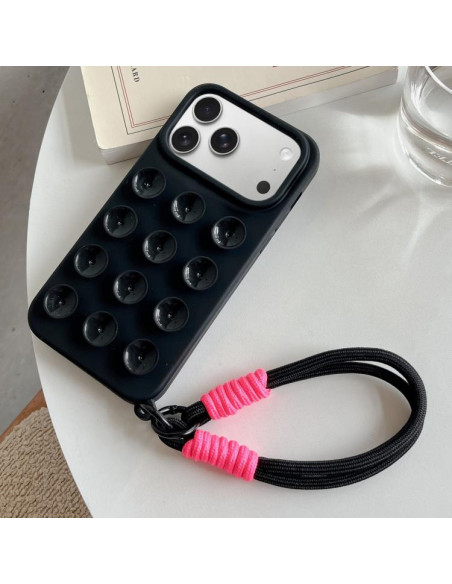 Cover iPhone 17 Pro Silicone Rosa Nero | Melacompro