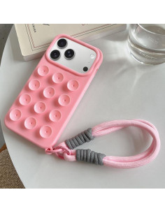Cover iPhone 17 Pro Silicone Rosa con Cordino