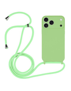 Cover iPhone 17 Pro Silicone Liquido Nero con Laccio Matcha Verde