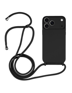 Cover iPhone 17 Pro Silicone Liquido Nero con Laccio