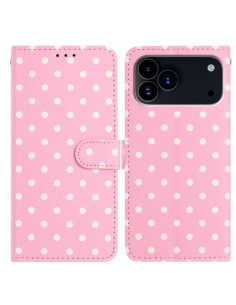 Cover iPhone 17 Pro Max Vegan Leather Pois Rosso Rosa