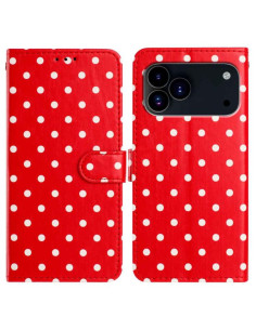 Cover iPhone 17 Pro Vegan Leather Pois Rosso