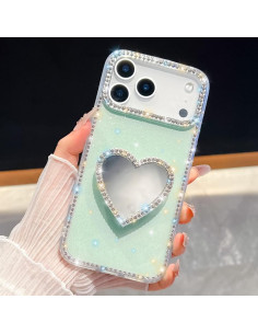 Cover iPhone 17 Pro Max Diamante Glitterato Cuore Rosa