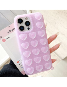 Cover iPhone 17 Pro Max TPU Cuore Glitterato Rosa Viola