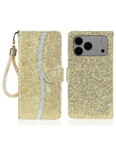 Cover iPhone 17 Pro Max Pelle Glitterata Nero Oro