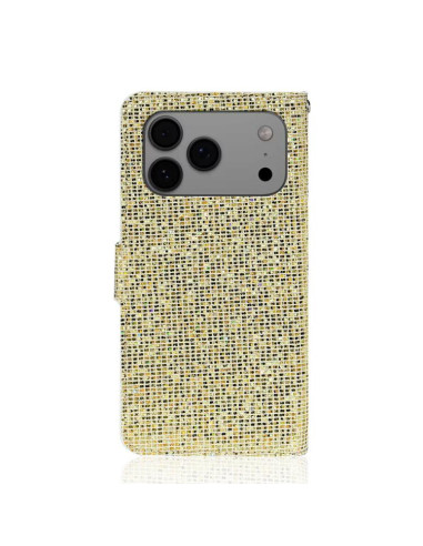 Cover iPhone 17 Pro Max Pelle Glitterata Nero Oro | Melacompro
