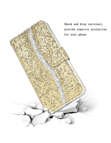 Cover iPhone 17 Pro Max Pelle Glitterata Nero Oro | Melacompro