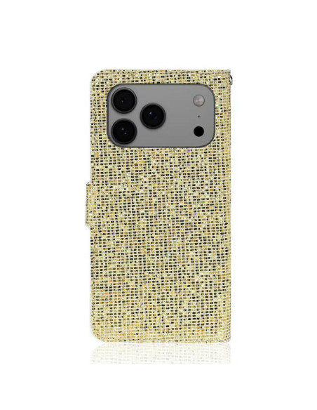 Cover iPhone 17 Pro Pelle Glitterata Nero Oro | Melacompro