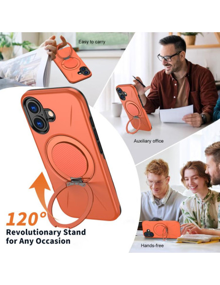 Cover iPhone 16 PC TPU MagSafe Rosa Arancione | Melacompro