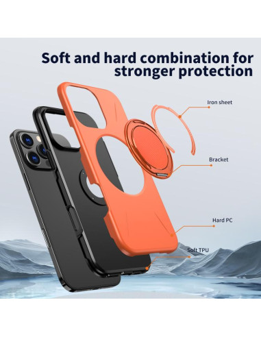 Cover iPhone 16 Pro TPU PC Nero Arancione | Melacompro