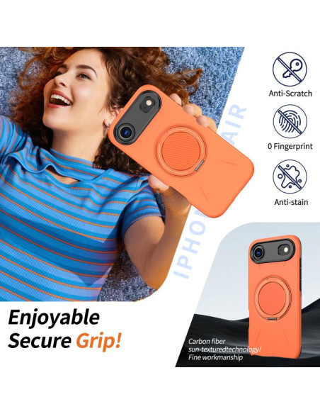 Cover iPhone Air Denim MagSafe Blu Scuro Arancione | Melacompro