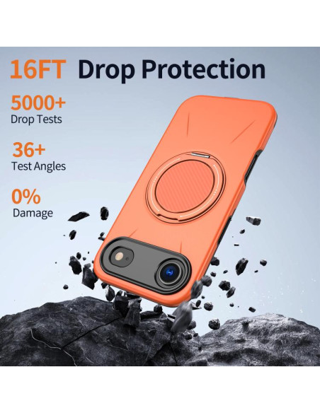 Cover iPhone Air Denim MagSafe Blu Scuro Arancione | Melacompro